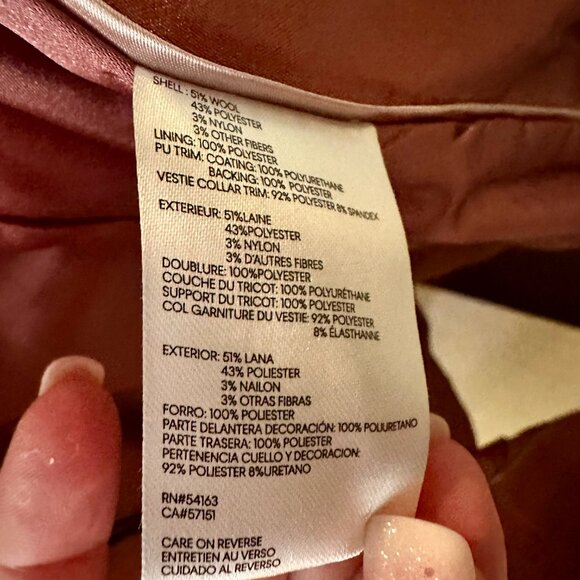 CALVIN KLEIN WOMEN'S WOOL BLEND COAT JACKET PINK - Picture 15 of 15